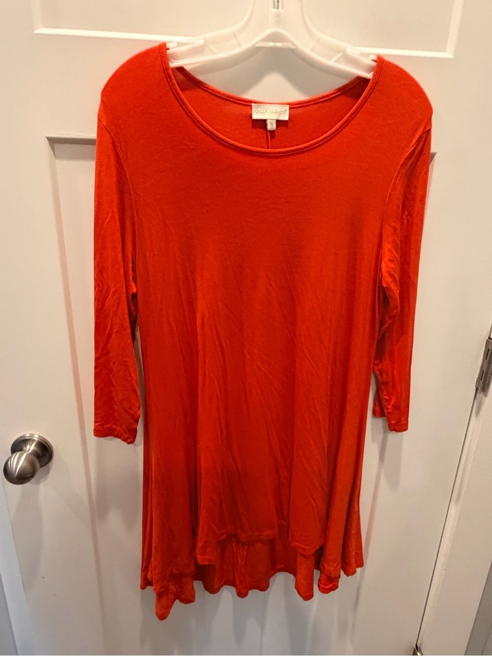 Simply Southern Small Orange Ruffle Hem Swing Dress 3/4 Sleeve Soft Stretch